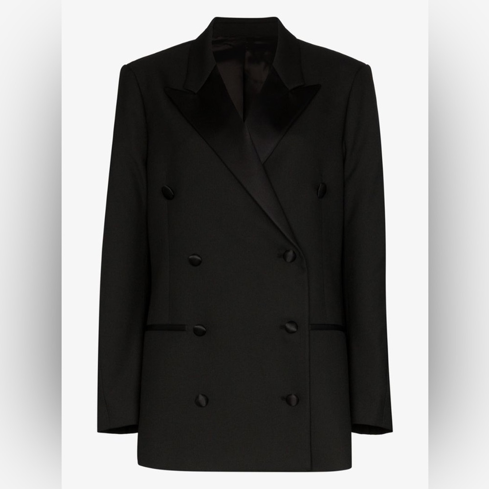 🆕Toteme Loreo Tuxedo Blazer black Jacket size xs double-breasted silk